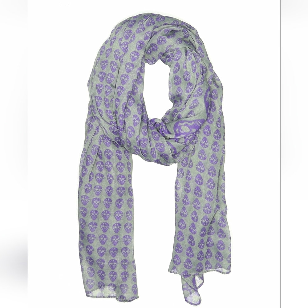 Grey And‎ Purple Skull Scarf